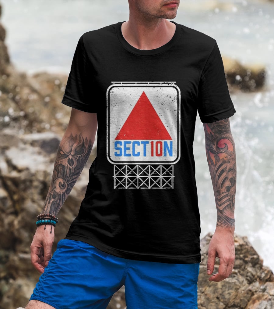 Section 10 Distressed Red Triangle Sign Retro Look S10 T-Shirt