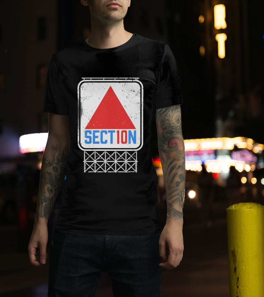 Section 10 Distressed Red Triangle Sign Retro Look S10 T-Shirt