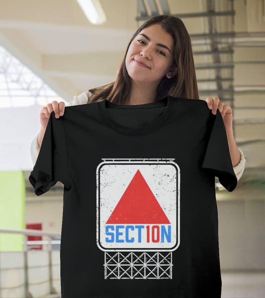 Section 10 Distressed Red Triangle Sign Retro Look S10 T-Shirt