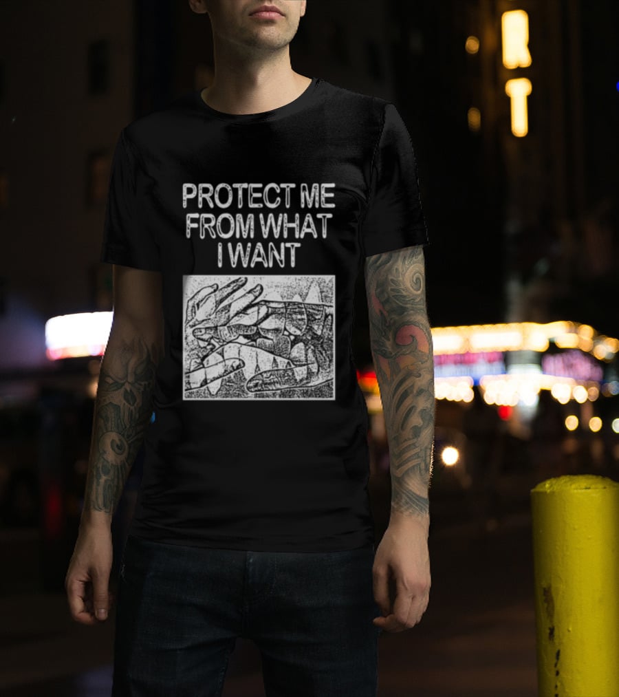 Protect Me From What I Want Get A Real Job Kid Store Black T-Shirt
