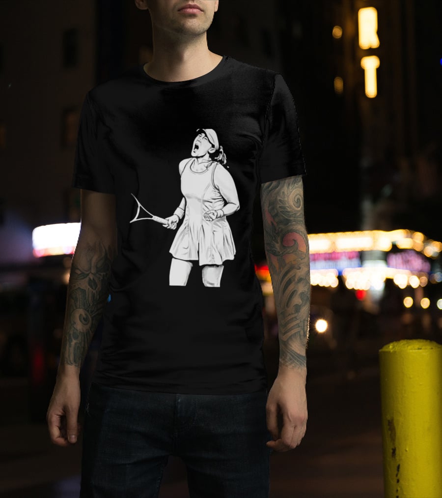 Tennis Player Celebrating Victory Power Grit Determination Black T-Shirt