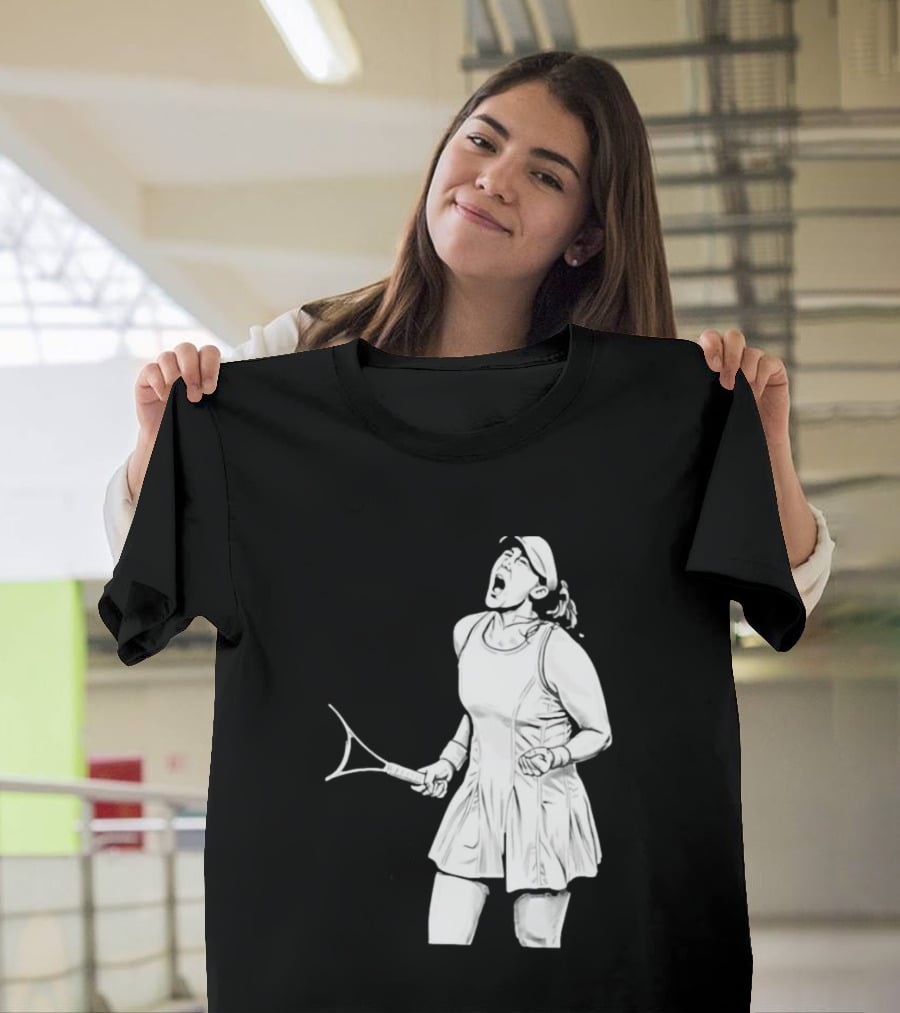 Tennis Player Celebrating Victory Power Grit Determination Black T-Shirt