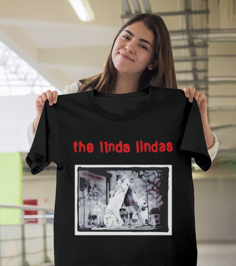 The Linda Lindas Live Performance Punk Rock Black And White Stage Scene T-Shirt