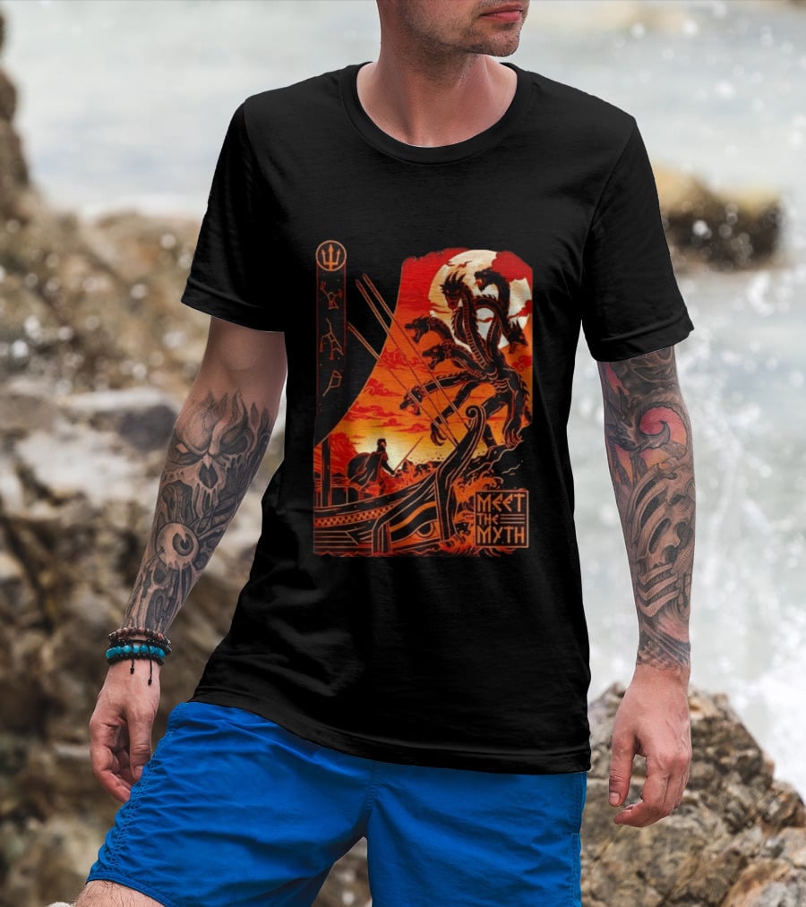 Meet The Myth Hydra Greek Mythology Hercules Dramatic Battle Scene T-Shirt