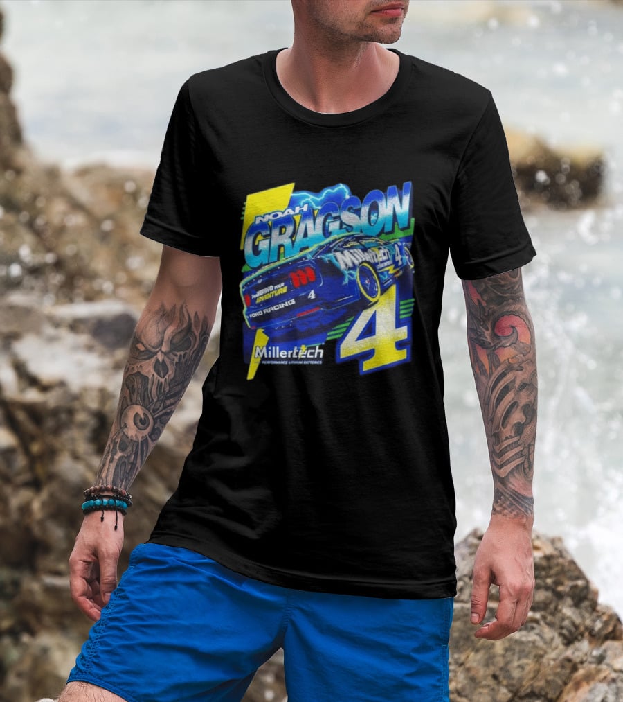 Noah Gragson Millertech Performance Lithium Batteries No 4 Ford Racing Powering Your Adventure T-Shirt