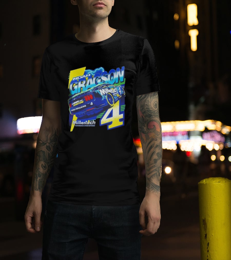Noah Gragson Millertech Performance Lithium Batteries No 4 Ford Racing Powering Your Adventure T-Shirt