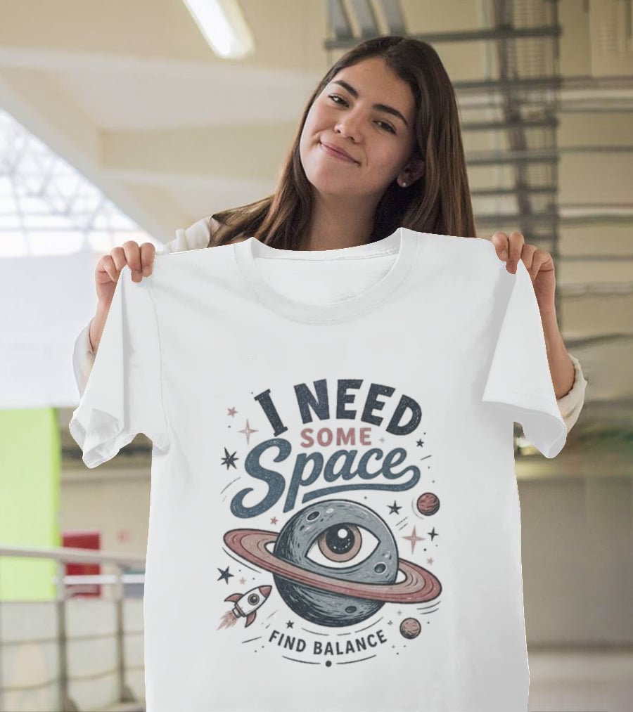I Need Some Space Find Balance Planet Rocket T-Shirt