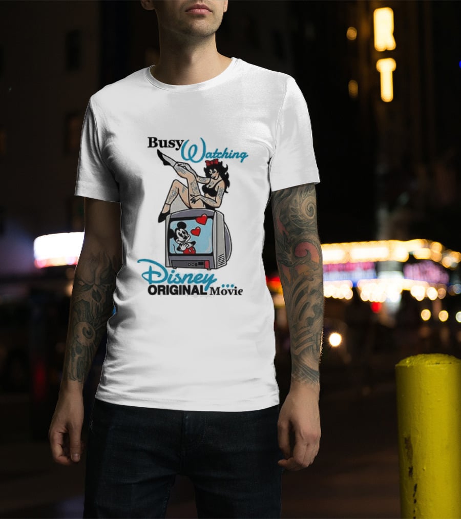 Busy Ing Disney Original Movie Retro Style With Mickey TV And Pin Up T-Shirt