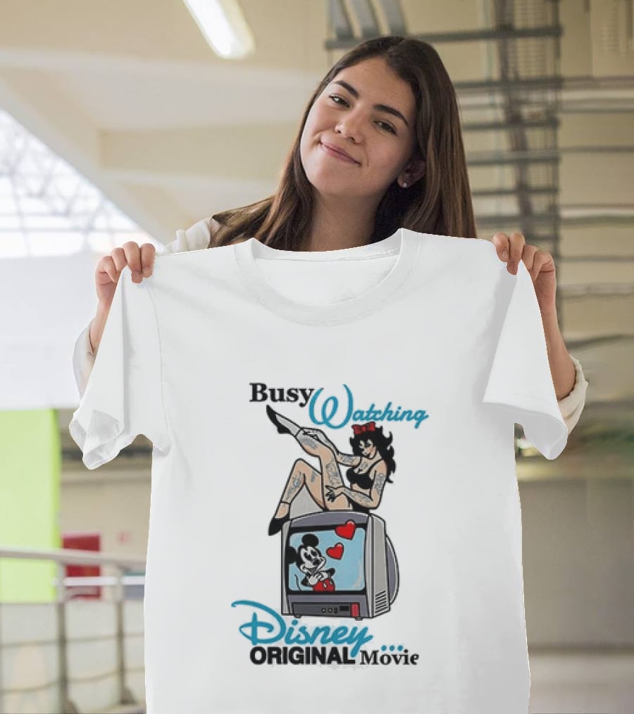Busy Ing Disney Original Movie Retro Style With Mickey TV And Pin Up T-Shirt
