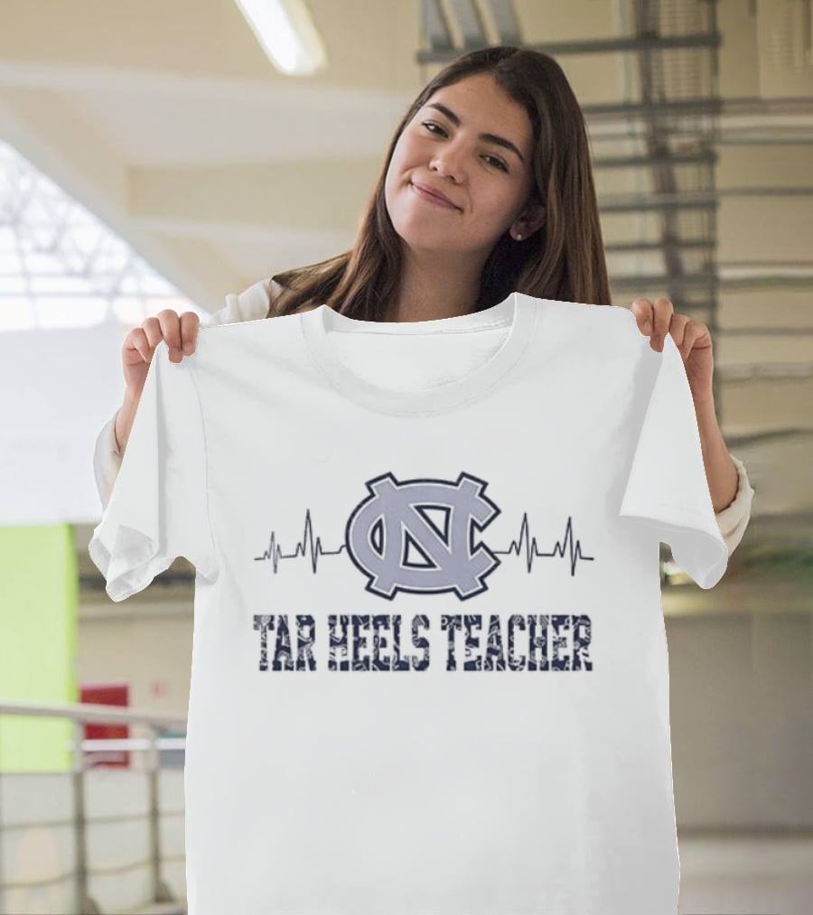 North Carolina Tar Heels Teacher Heartbeat Football Edition T-Shirt