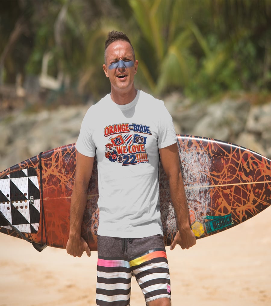 Auburn Tigers Orange And Blue We Love #22 Paws Up Enthusiasts T-Shirt