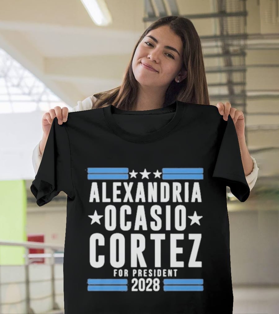 Alexandria Ocasio Cortez For President 2028 Stars Stripes Campaign T-Shirt