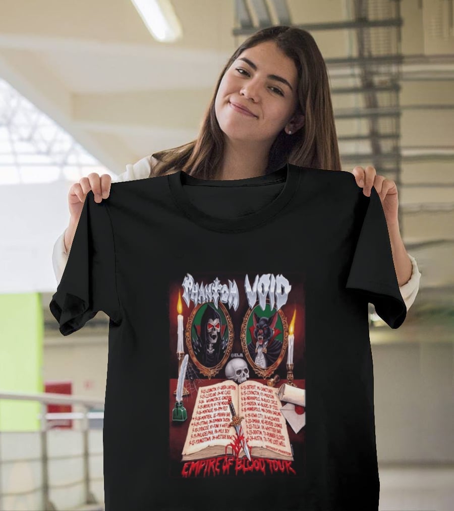 Phantom VOID 2026 Empire Of Blood Tour Dates And Locations Featuring Vampire Imagery And Candles T-Shirt