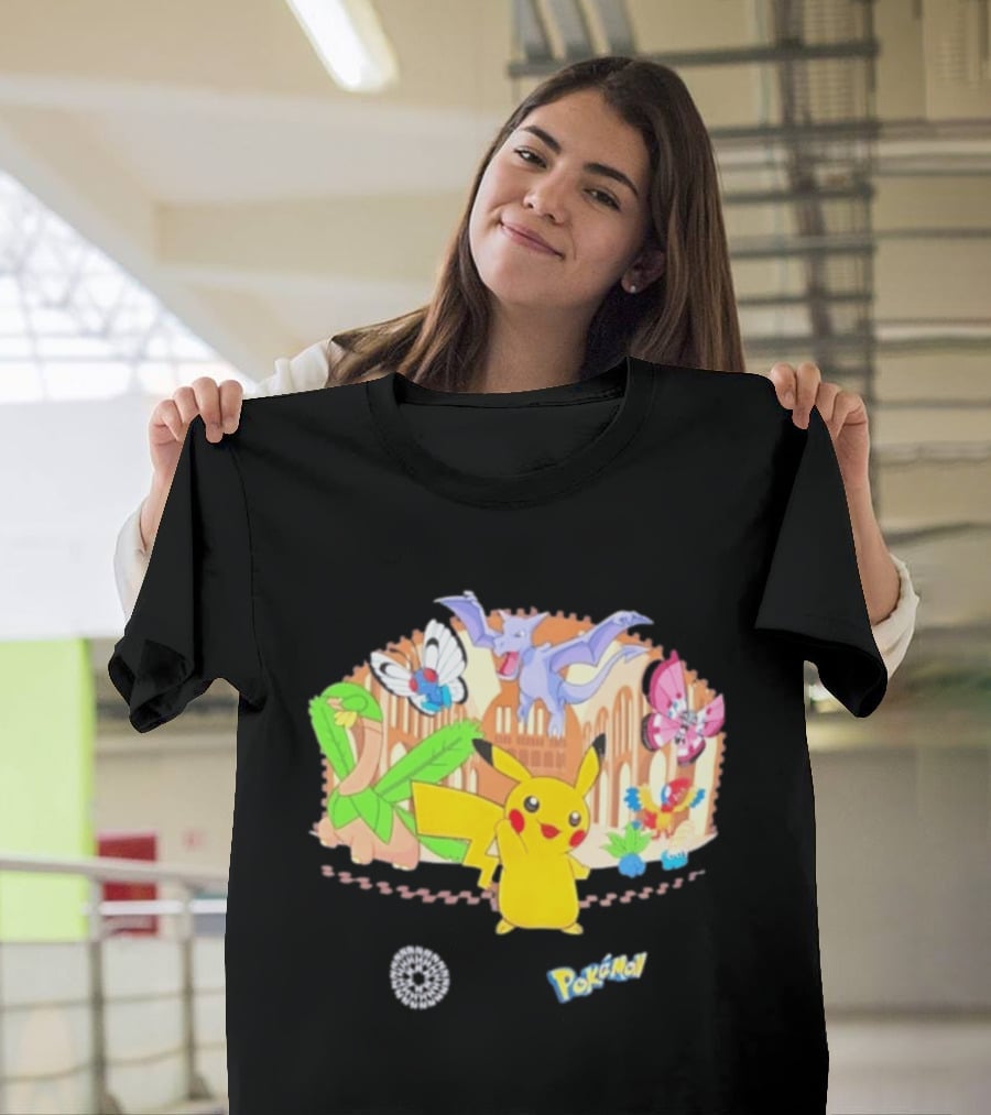 Pokecology Pikachu Aerodactyl Butterfree Vivillon Lileep Natural History Museum Collaboration T-Shirt