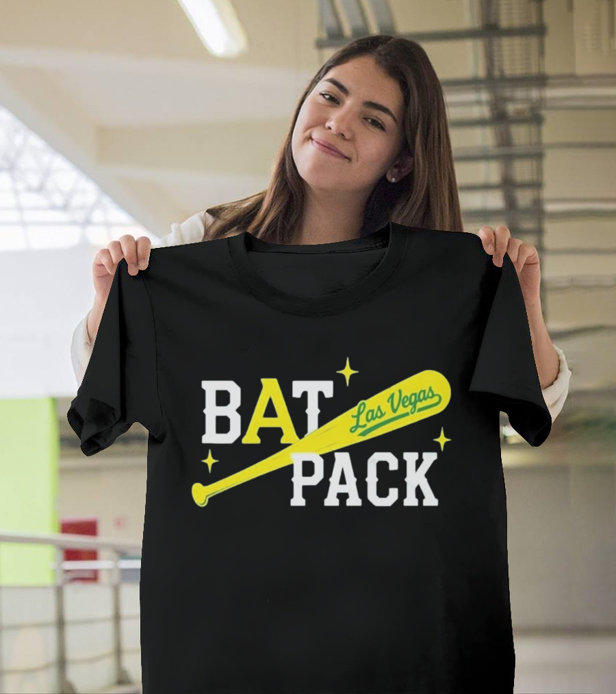 Las Vegas Bat Pack Yellow Baseball Bat Logo With Stars T-Shirt