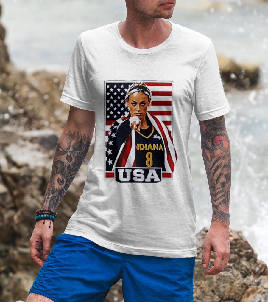 Lexie Hull Indiana Fever 8 USA WNBA Basketball Flag T-Shirt
