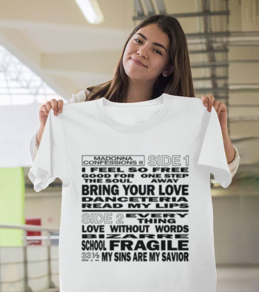 Madonna Store Dance Floor Bring Your Love Danceteria Read My Lips Fragile 23% My Sins Are My Savior T-Shirt