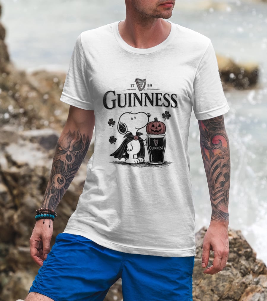 Guinness Snoopy Halloween Vampire Dark Brew Pumpkin T-Shirt