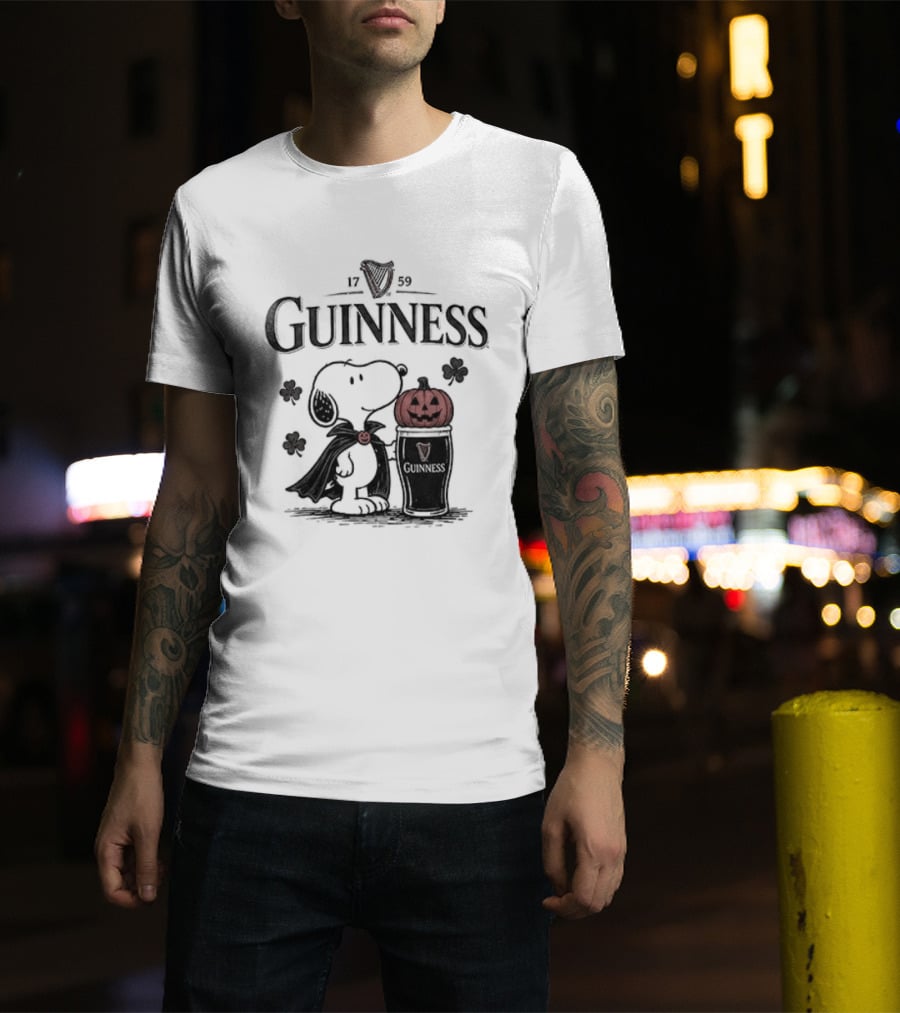 Guinness Snoopy Halloween Vampire Dark Brew Pumpkin T-Shirt