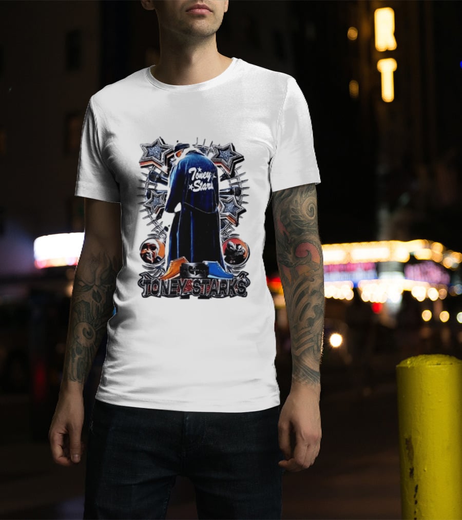 Toney Starks Blue Coat Star Motif Back Cover Art With Big Pun T-Shirt