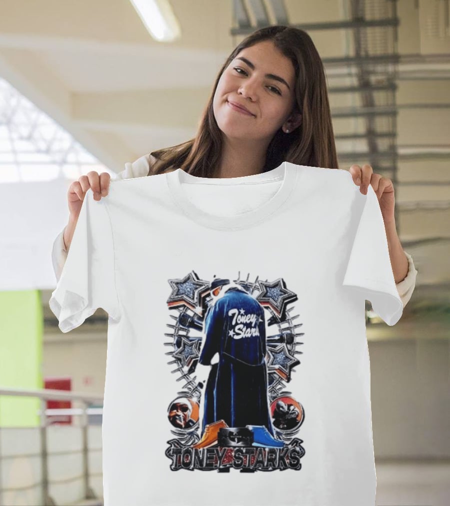 Toney Starks Blue Coat Star Motif Back Cover Art With Big Pun T-Shirt