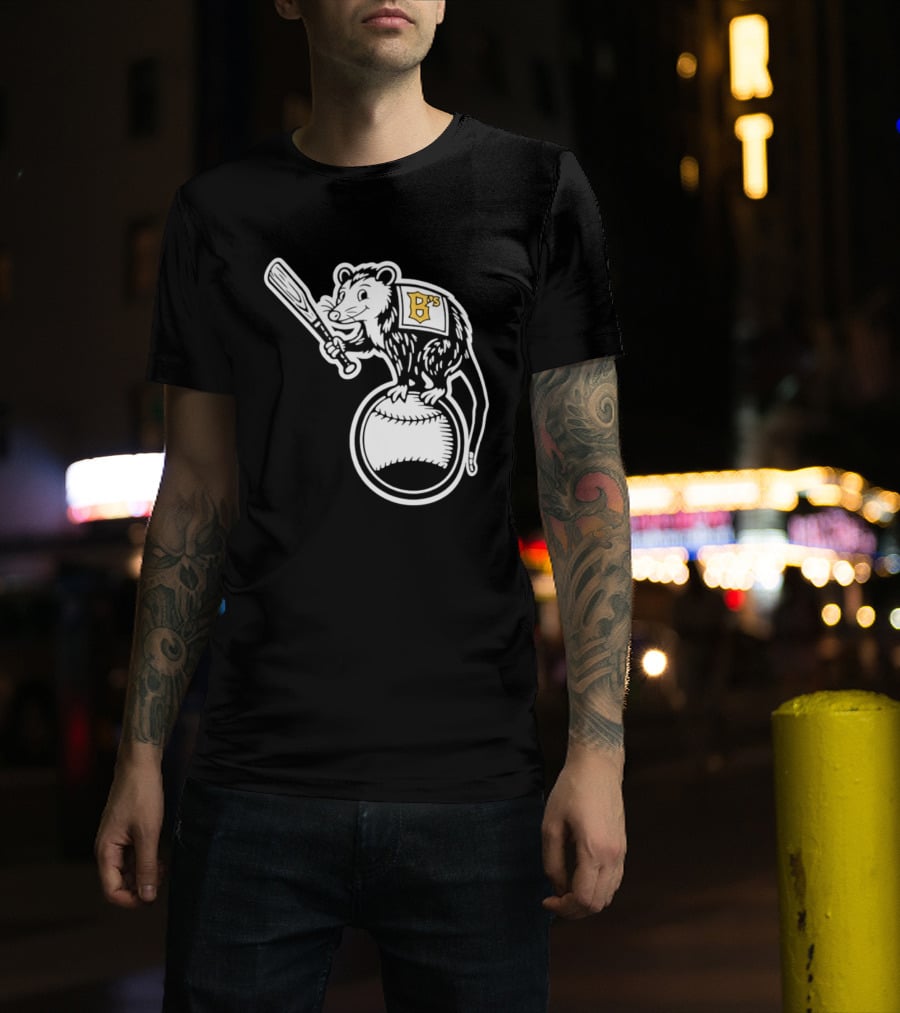 B's Baseball Opossum Batting On Ball T-Shirt