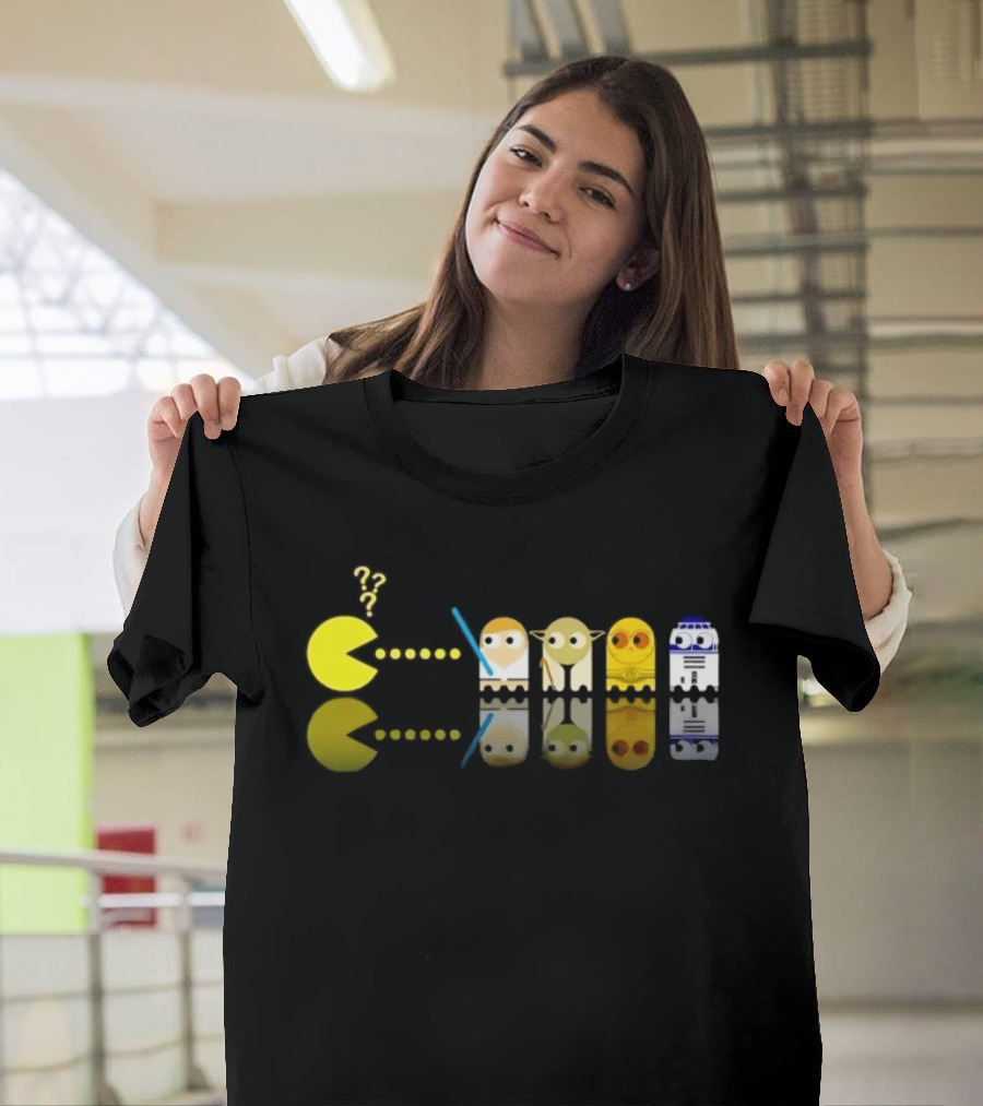 Pac Man Star Wars Crossover Luke Skywalker Yoda R2D2 T-Shirt