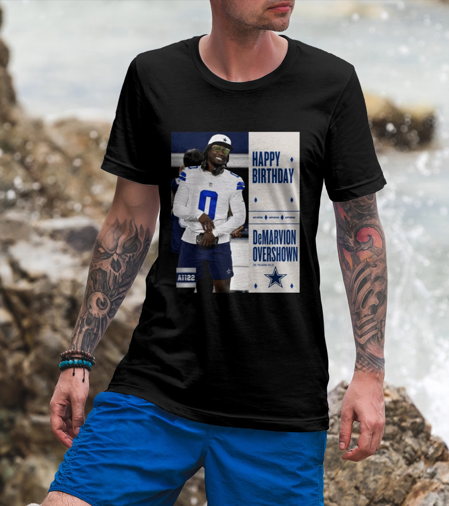 Happy Birthday DeMarvion Overshown 26 Years Old Dallas Cowboys Linebacker Celebration T-Shirt