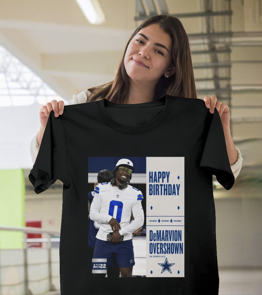 Happy Birthday DeMarvion Overshown 26 Years Old Dallas Cowboys Linebacker Celebration T-Shirt