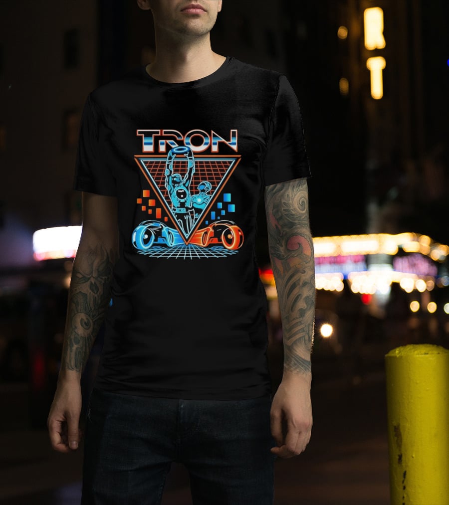 Tron Light Cycle Grid Sci Fi 80s Movie Characters And Iconic Vehicles T-Shirt
