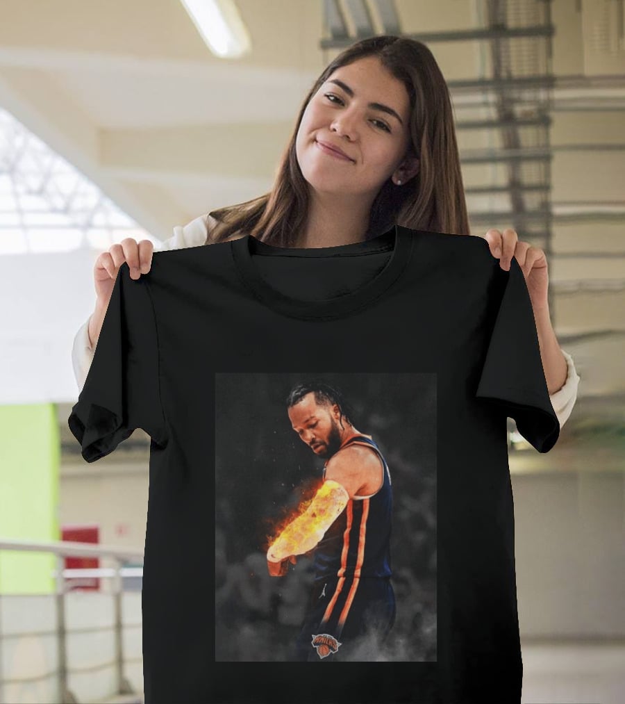 Happy International Lefthanders Day Jalen Brunson Knicks Player Flaming Arm T-Shirt