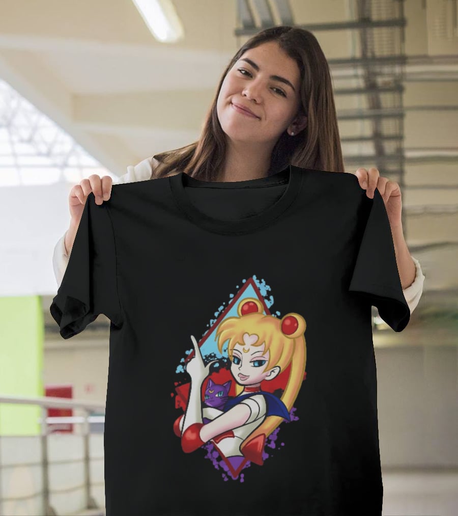 Sailor Moon With Luna Cat Anime Manga T-Shirt