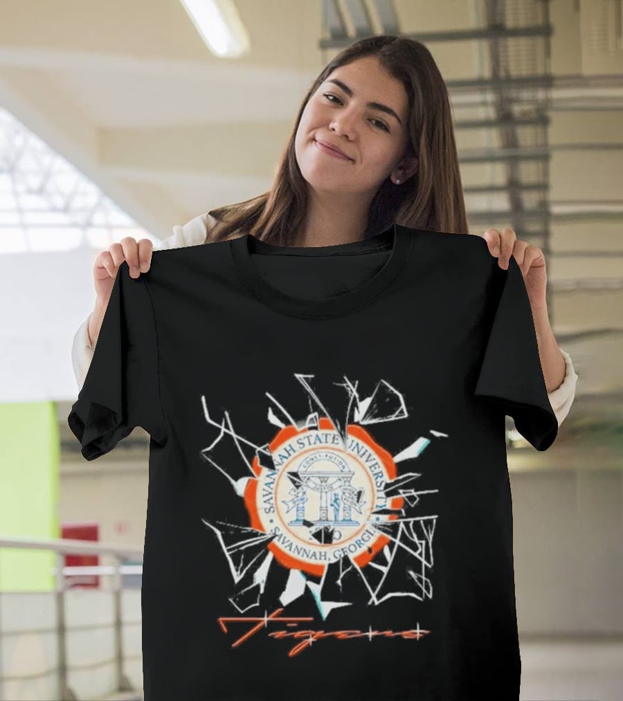 Savannah State University Seal Tigers Shattered Glass T-Shirt