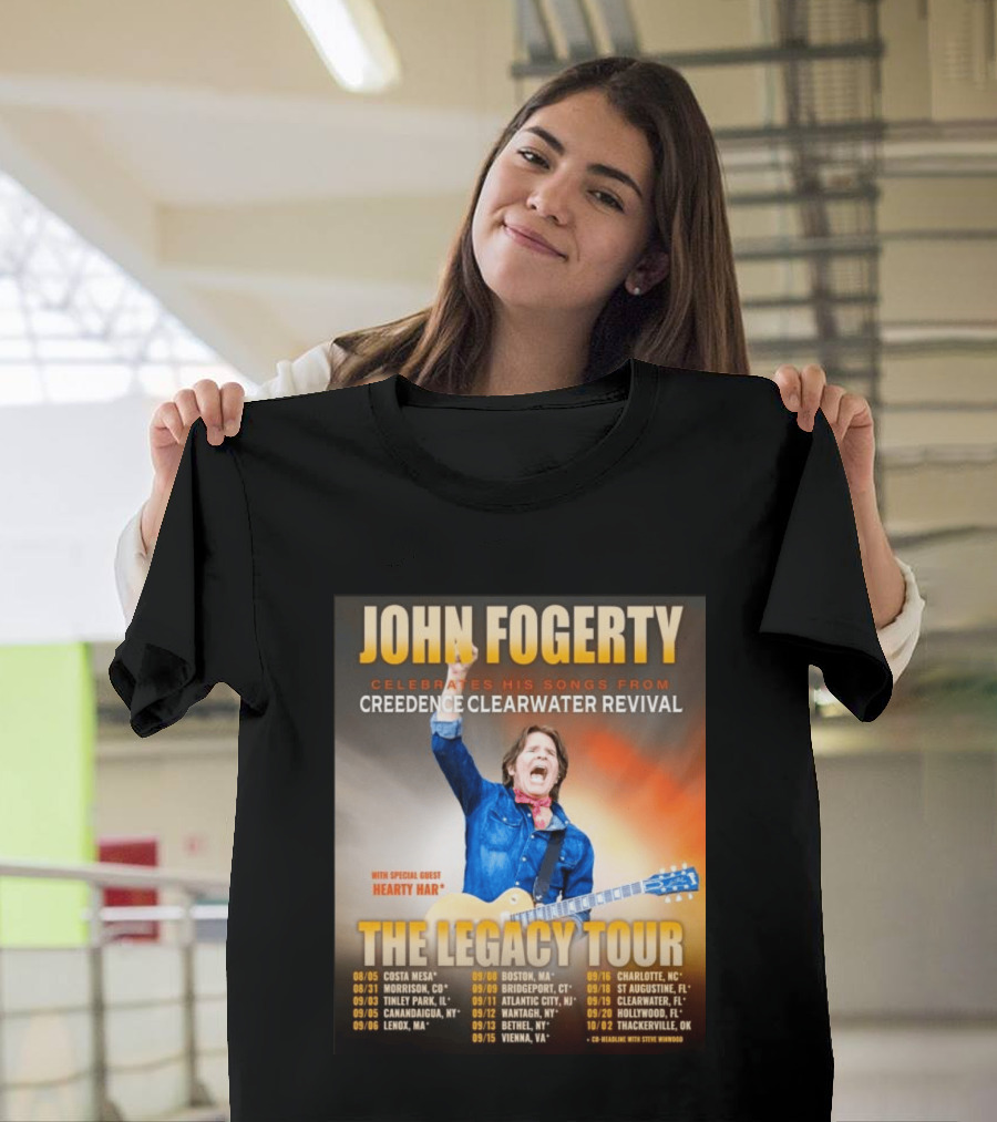 John Fogerty Celebrates His Songs From Creedence Clearwater Revival The Legacy Tour With Hearty Har Dates And Locations T-Shirt