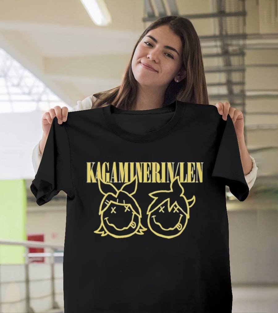 Kagamine Rin Len Smiley Face Vocaloid Icons Yellow T-Shirt
