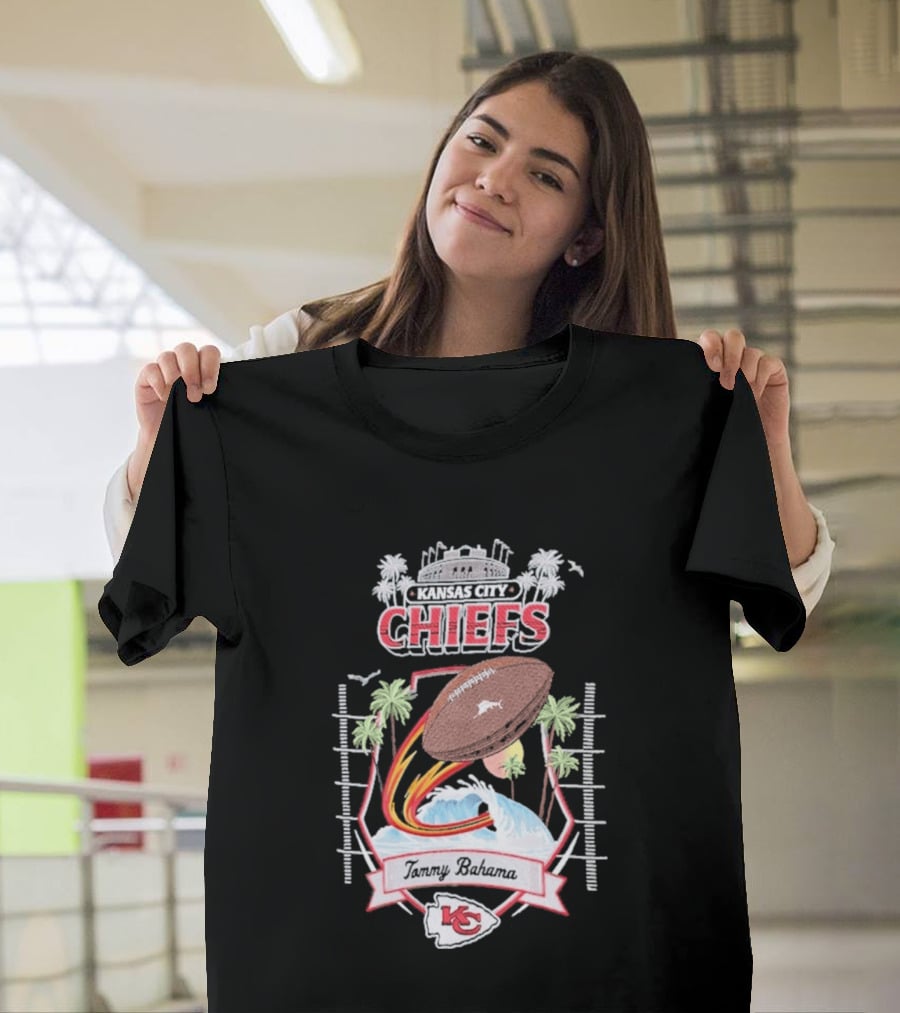 Kansas City Chiefs Tommy Bahama Tidal Kickoff Camp Football Palms T-Shirt