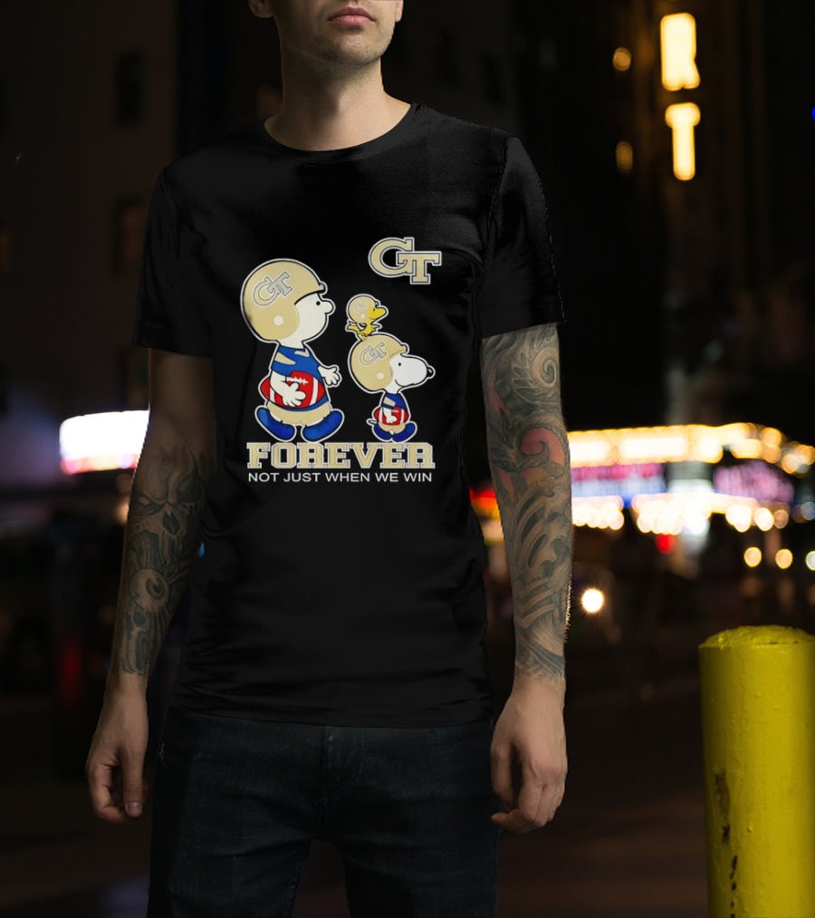 Snoopy Woodstock Charlie Brown Georgia Tech Yellow Jackets Forever Not Just When We Win T-Shirt