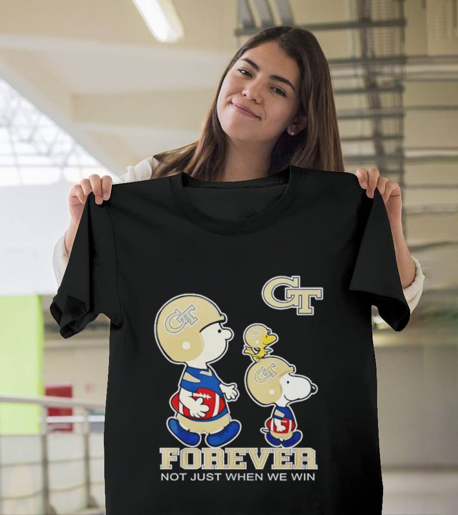 Snoopy Woodstock Charlie Brown Georgia Tech Yellow Jackets Forever Not Just When We Win T-Shirt