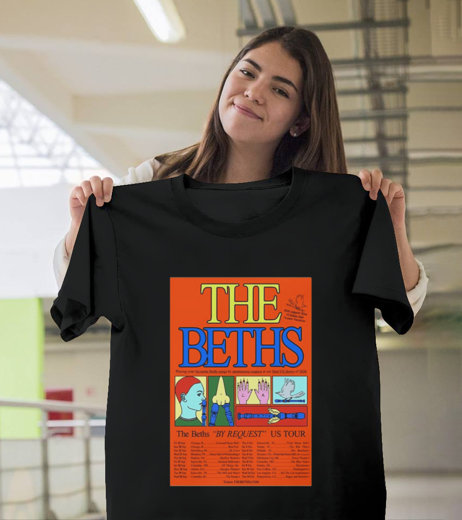 The Beths By Request US Tour 2026 Final Shows With Hands And Musical Notes T-Shirt