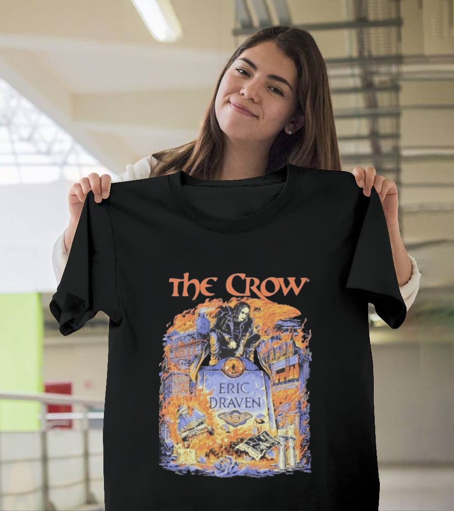 The Crow Eric Draven Devil's Night Trash City Buildings Flames T-Shirt