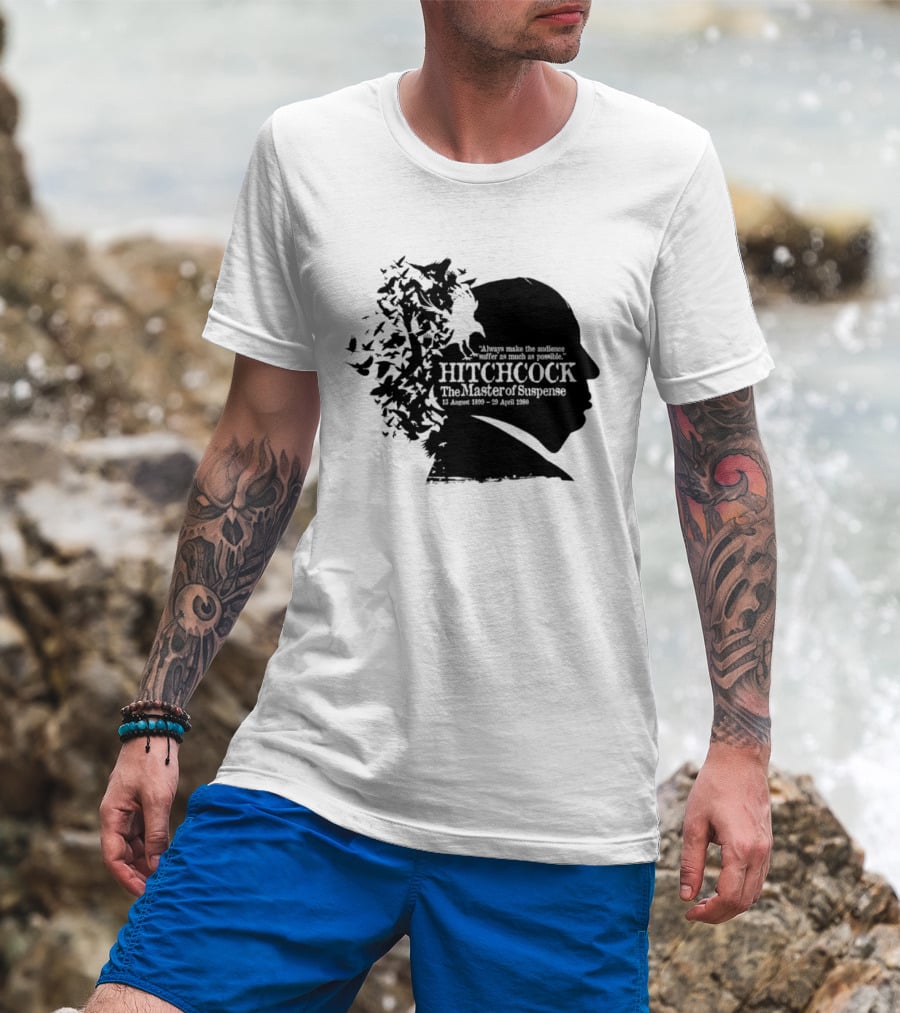 Alfred Hitchcock The Master Of Suspense Silhouette Birds 1899 1980 T-Shirt