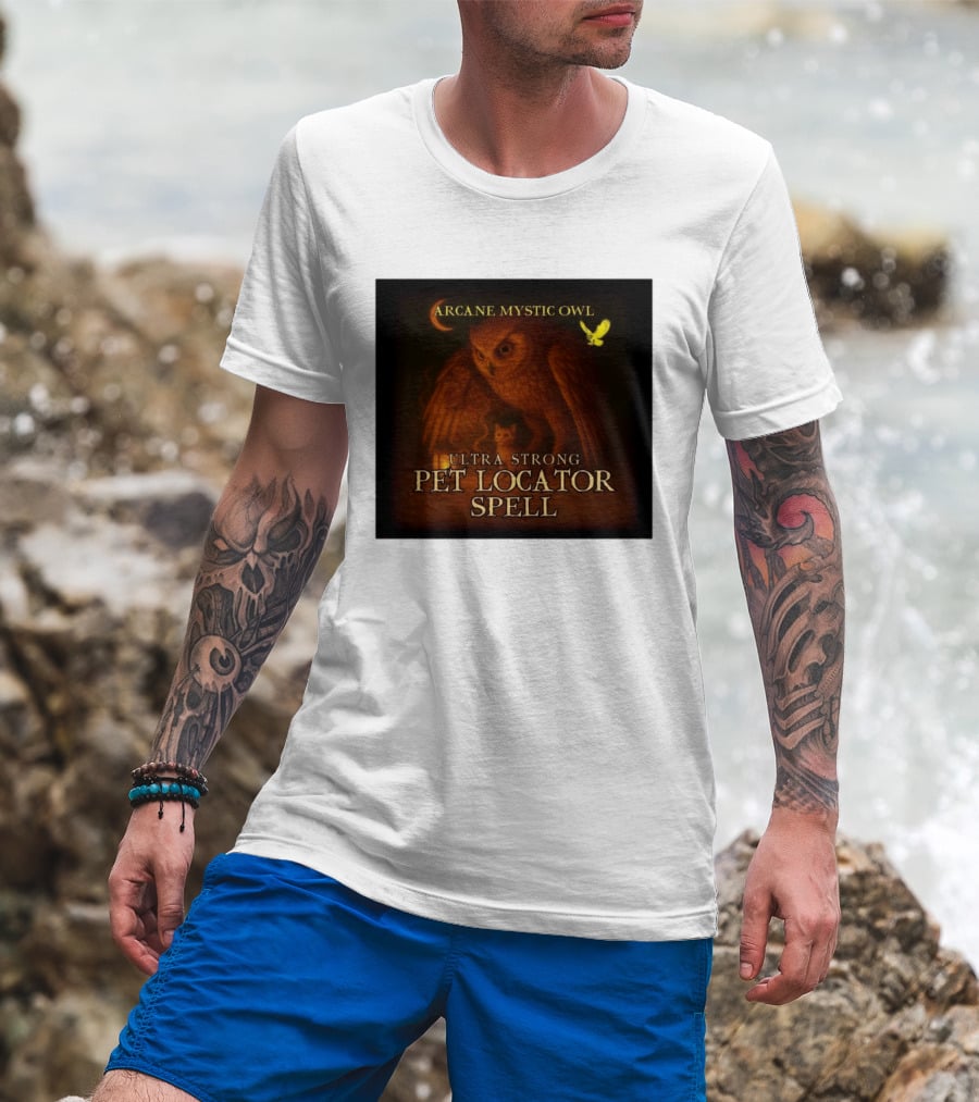 Arcane Mystic Owl Ultra Strong Pet Locator Spell Moonlit Guardian T-Shirt
