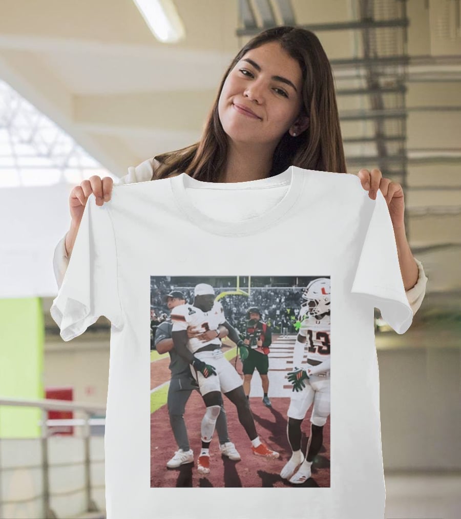 Miami Hurricanes Football Players Number 1 And 13 Celebration On Field T-Shirt