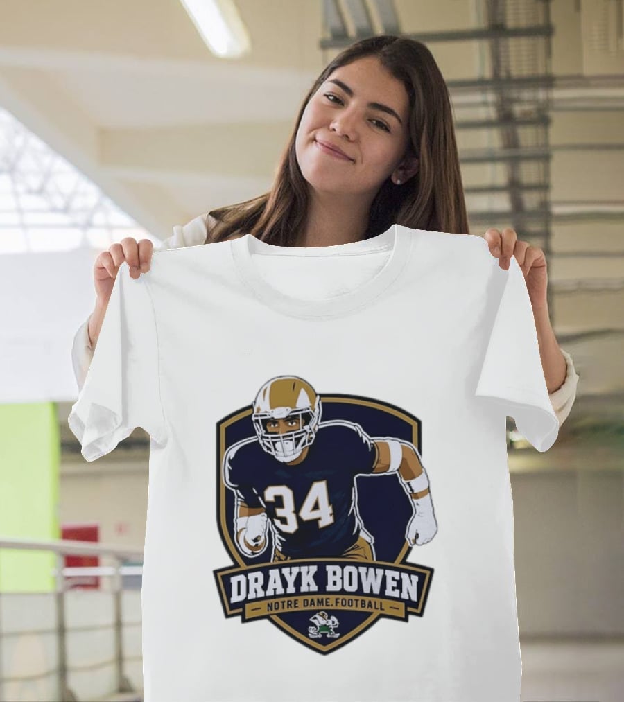 Drayk Bowen Notre Dame Football 34 Fighting Irish NCAA T-Shirt