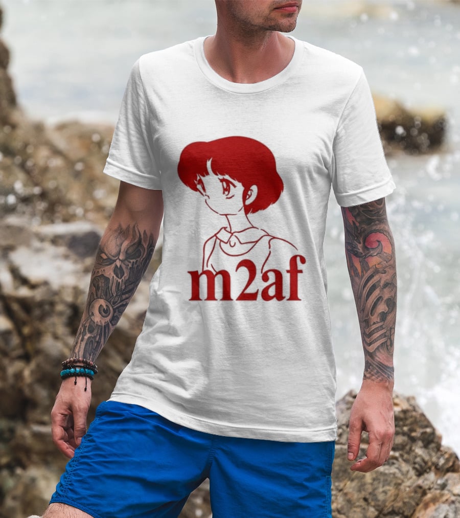 Nick M2af Ranma Anime Profile Red Sketch T-Shirt
