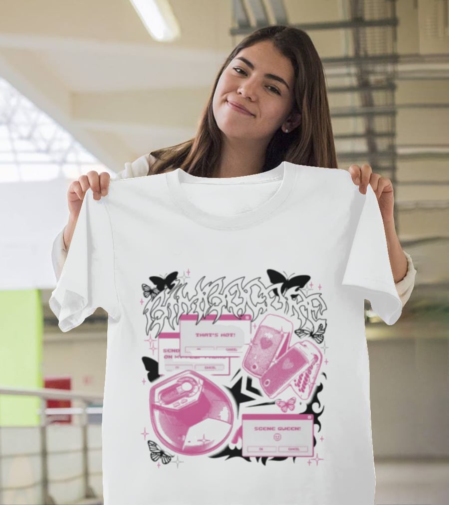 Nuclear Blast Store Bimbocore Y2K Scene Queen That's Hot Cancel Pink Butterfly Aesthetic T-Shirt