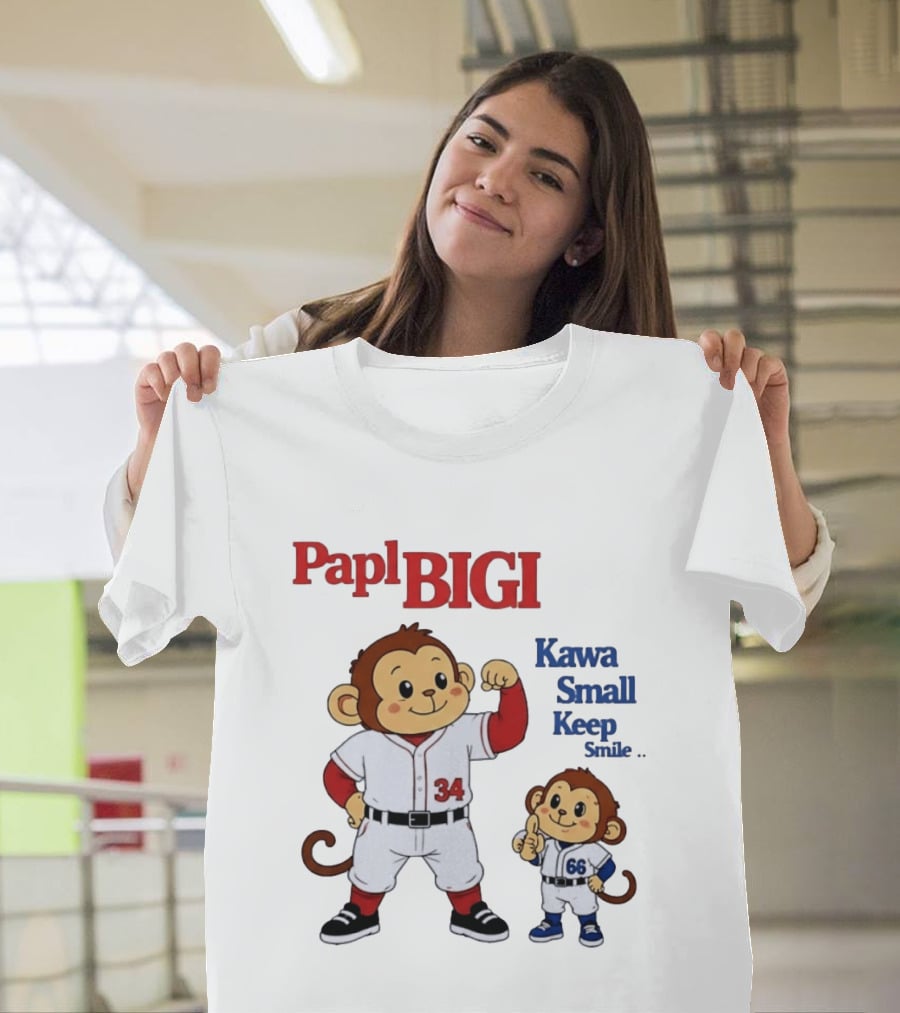 Papl BIGI Kawa Small Keep Smile Baseball Monkey Players 34 66 T-Shirt