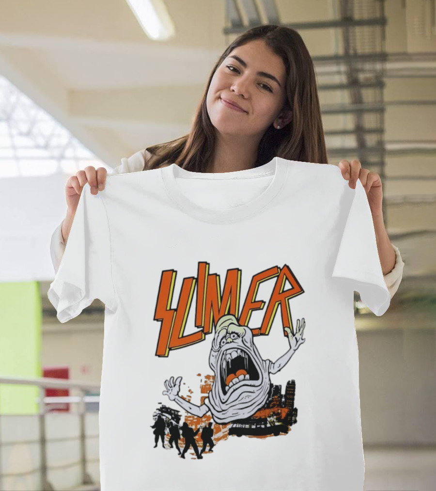Slimer Ghostbusters 80s Movie Iconic Character Silhouette Scene T-Shirt