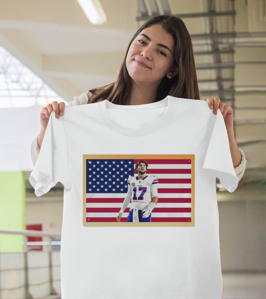 Josh Allen Buffalo Bills American Flag Football Star 17 T-Shirt