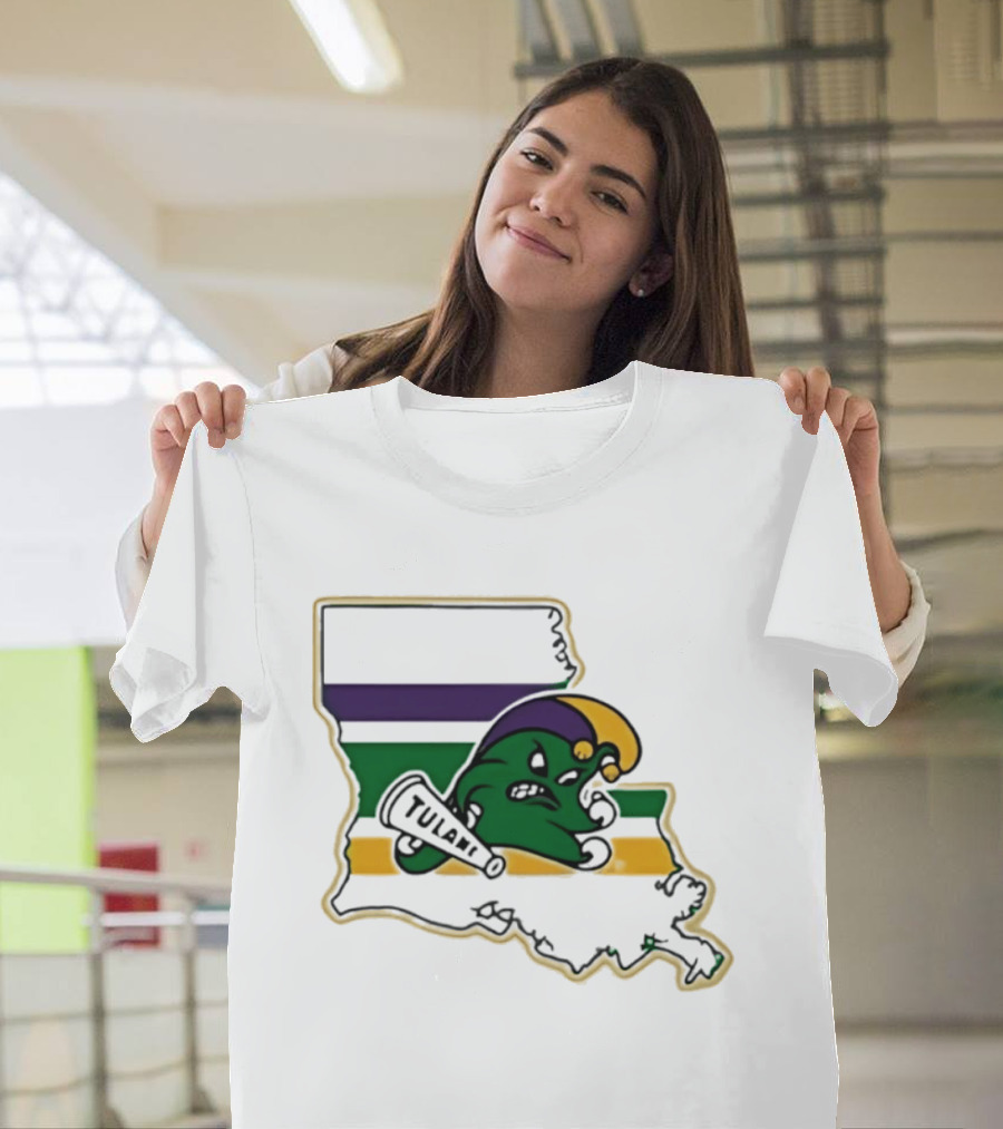 Tulane Green Wave Louisiana Mardi Gras Map T-Shirt